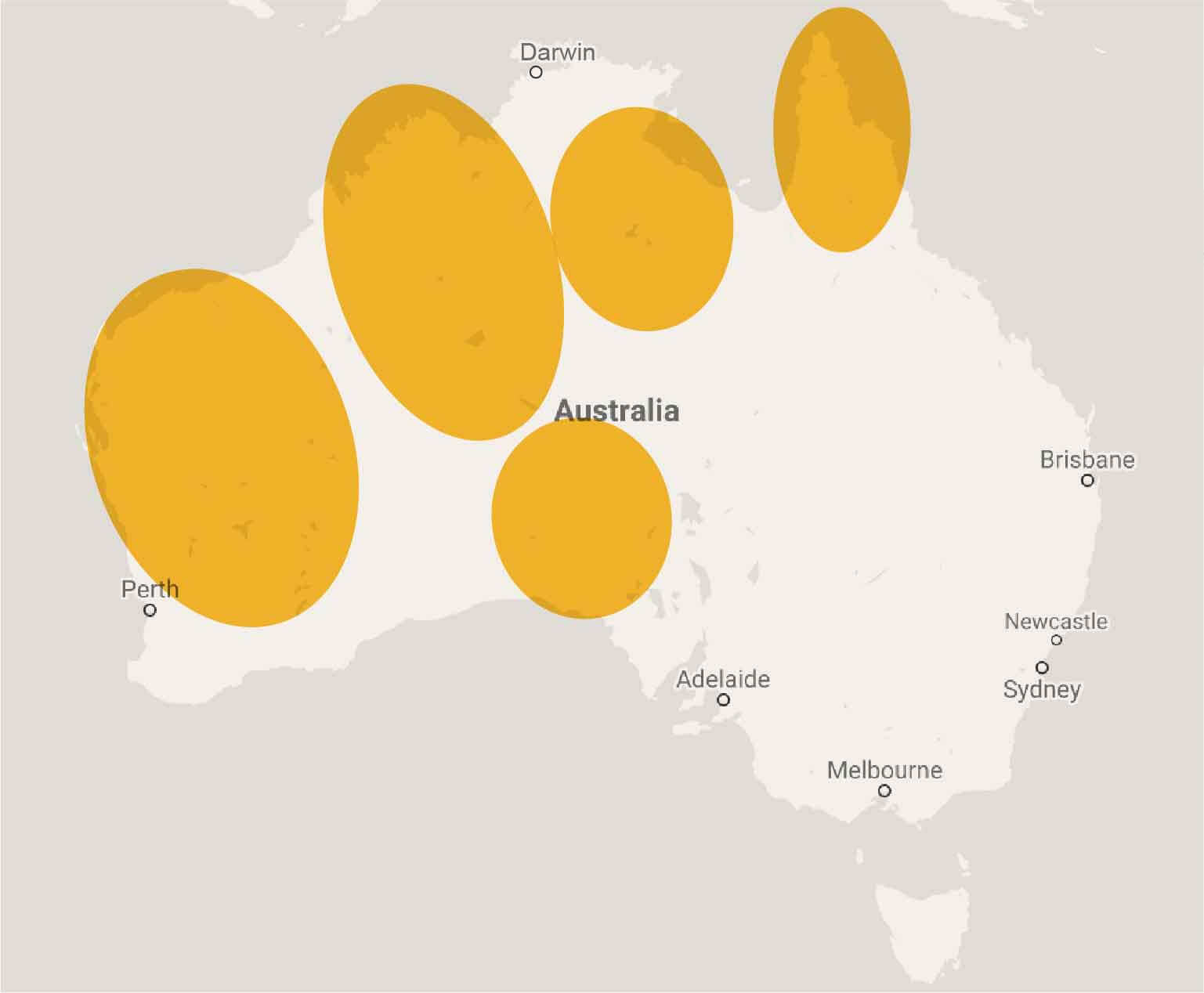 A map of the active TTango2 program areas